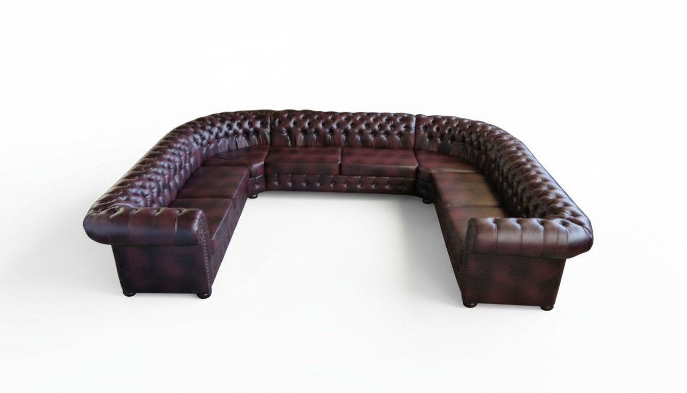 Klassische Wohnlandschaft Chesterfield Polster Ecksofa Sofa Couch Leder Textil