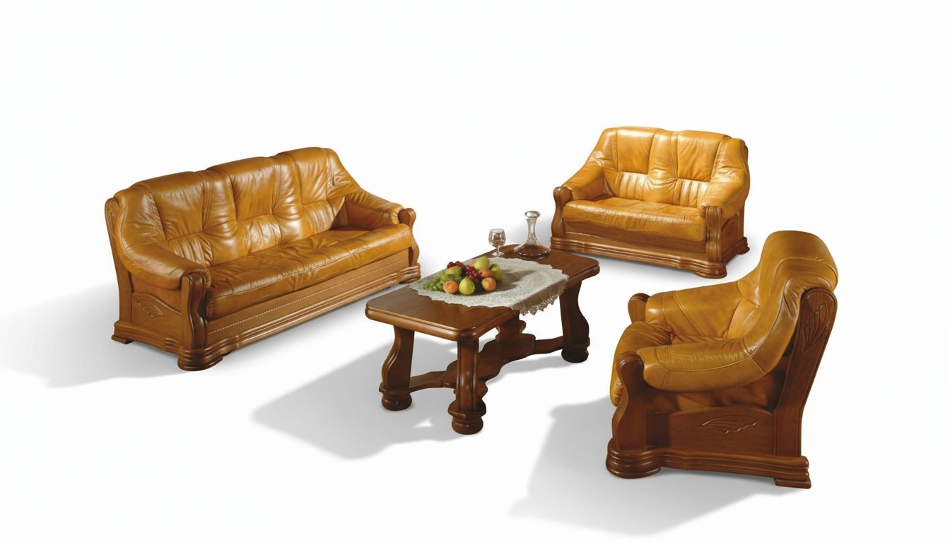 Klassische Wohnzimmer Möbel Sofagarnitur Ledersofa Sitzpolster Sofa