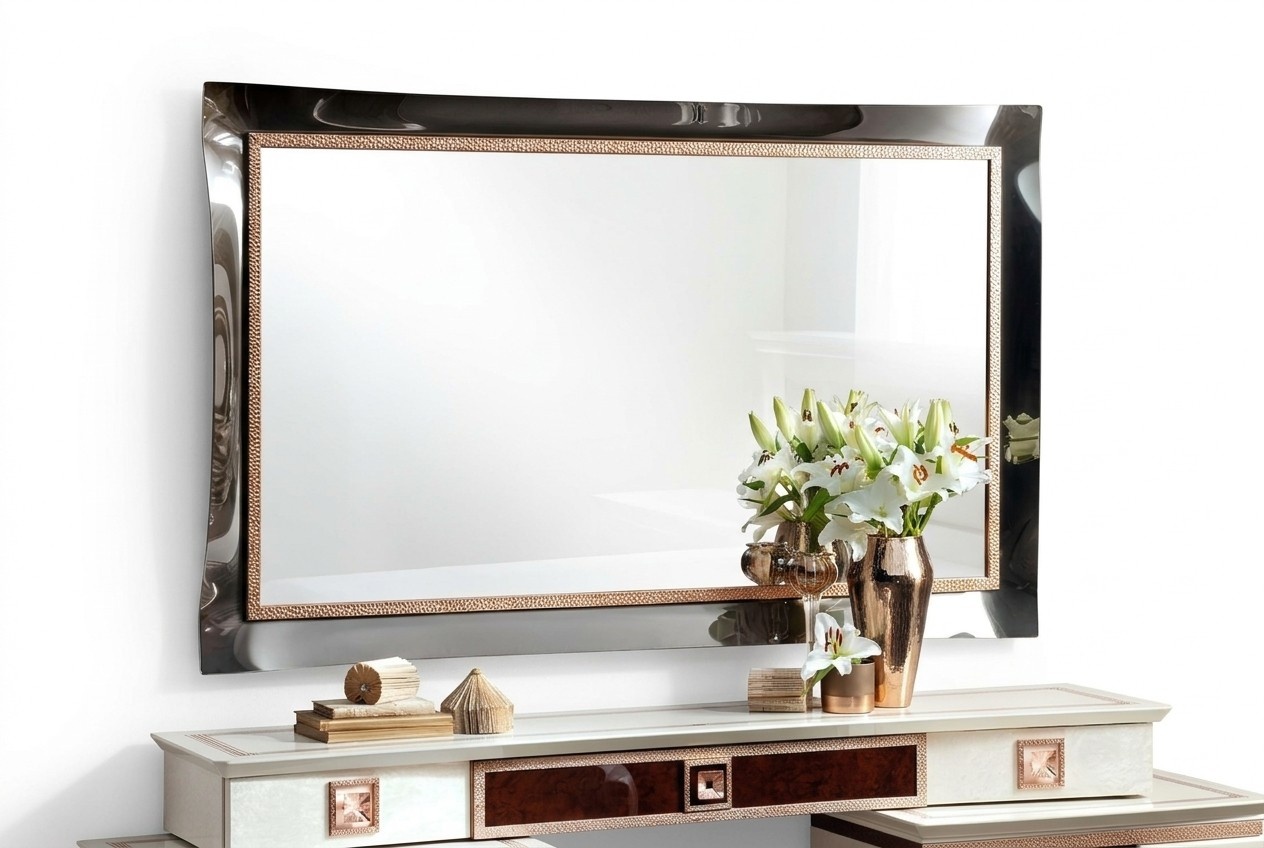 Klassischer Design Spiegel Wohnzimmer Anrichte Dielen Holz Rahmen Barock Rokoko