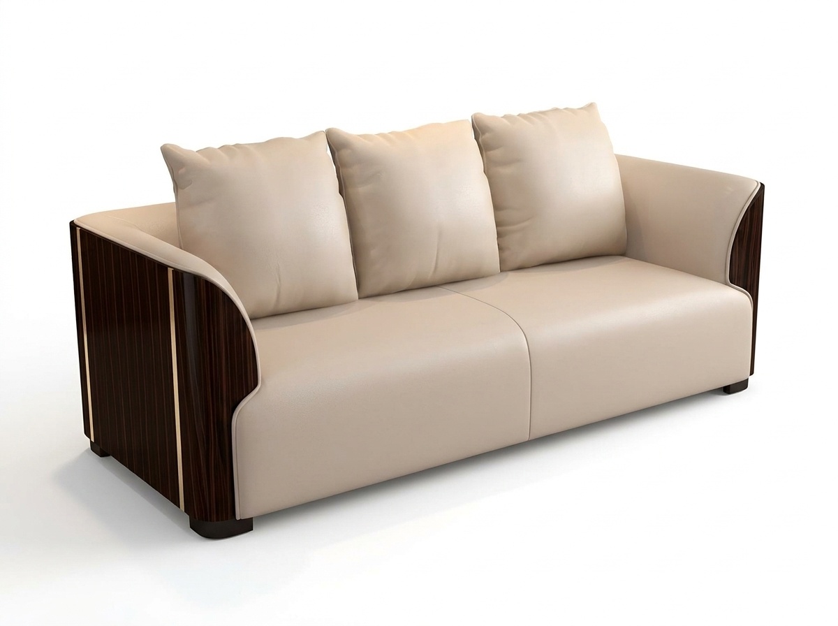 Klassischer Drei Sitzer Couch Sofa Polster Sitz 3er Holz Leder Design Sofas Neu