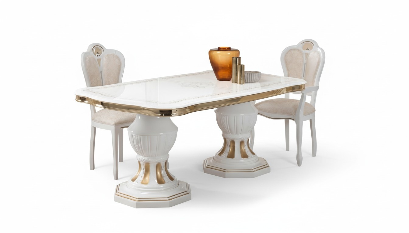 klassischer esstisch tisch wohnzimmer italienischer tische stil möbel weiss gold