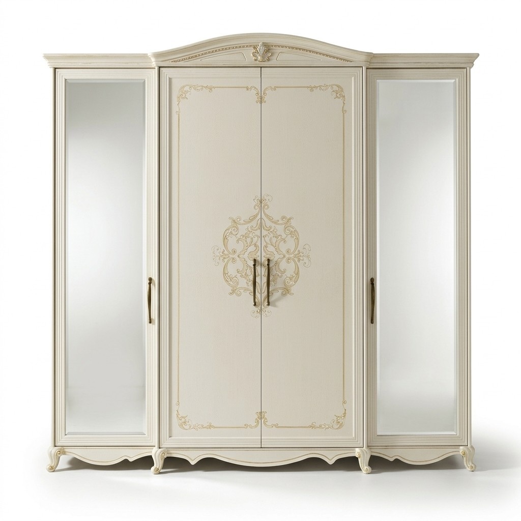 Klassischer Kleiderschrank Möbel Naturholz Schränke Schlafzimmer Design Weiß Neu