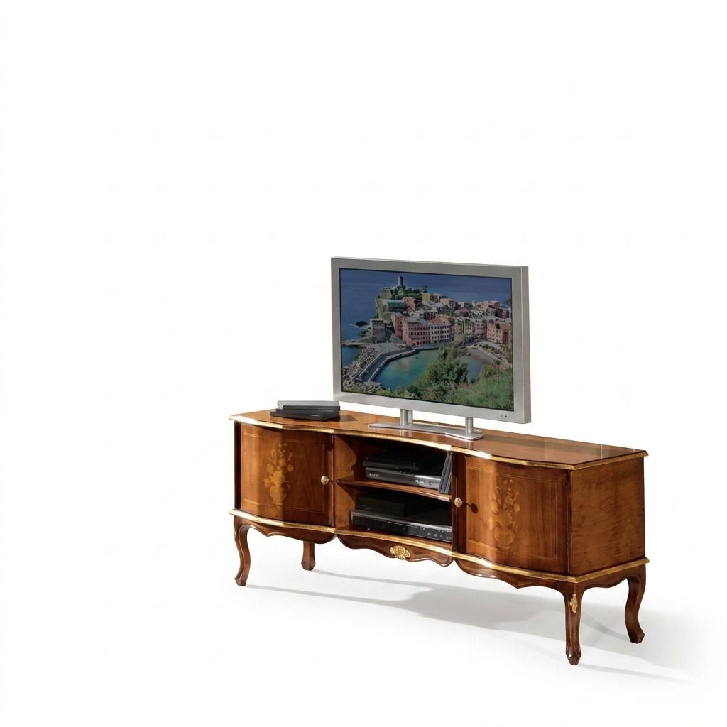 Klassischer RTV Echtholz TV-Ständer Wohnzimmer Designer Möbel Stilvoll