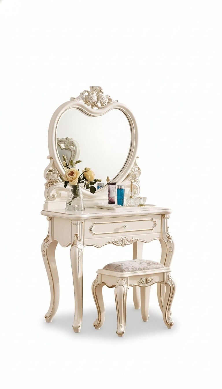 Klassischer Schminktisch Hocker Designer Holzmöbel Set Schlafzimmer 2tlg