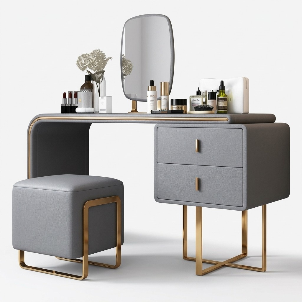 Klassischer Schminktisch. Spiegel Luxus Konsole Kommode Schlafzimmer