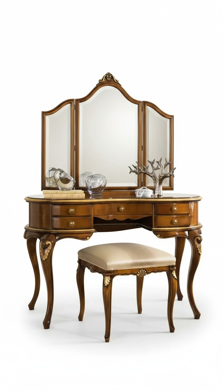 Klassischer Schminktisch Spiegel Luxus Schlafzimmer Holz Möbel Neu