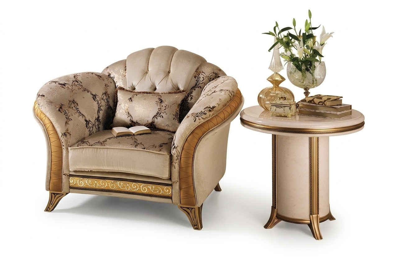 Klassischer Sessel Fernseh Sofa 1 Sitzer Couch Designer Textil Polster Neu