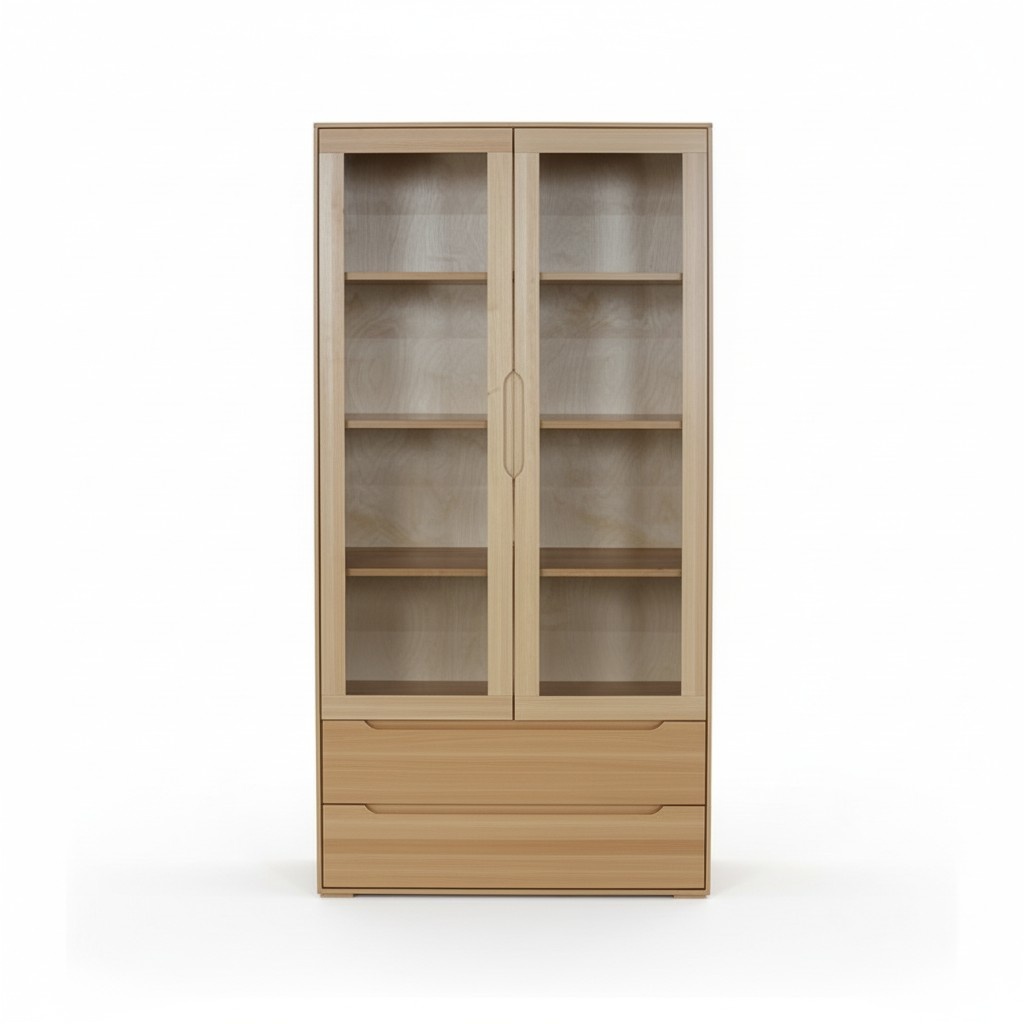 Klassischer Vitrinen Schrank Vitrine Handarbeit Vollholz Schrank Holz Schränke