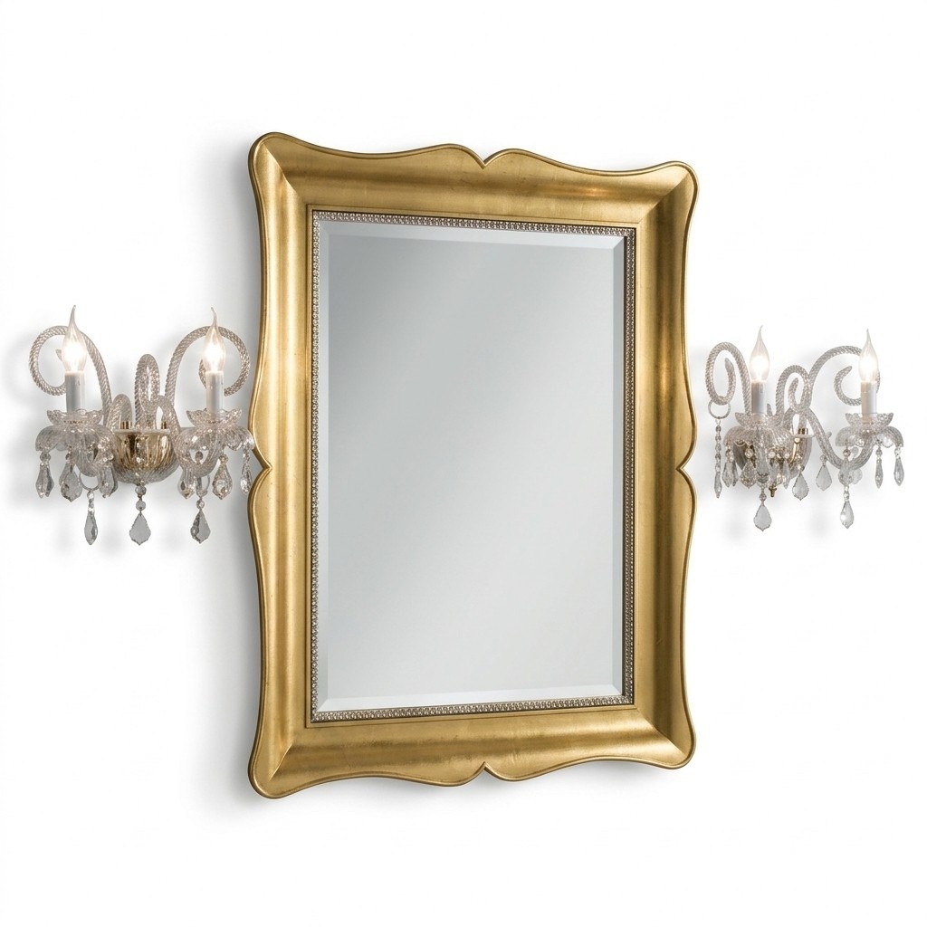 Spiegel Möbel Barock Klassischer Wandspiegel Holz 85x105 Glas Rahmen Wand Gold