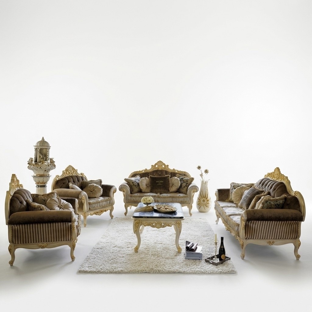 Klassischer Wohnlandschaft Sofas Couchen Polster Sofa Sofagarnitur 3+2+1 Sitzer