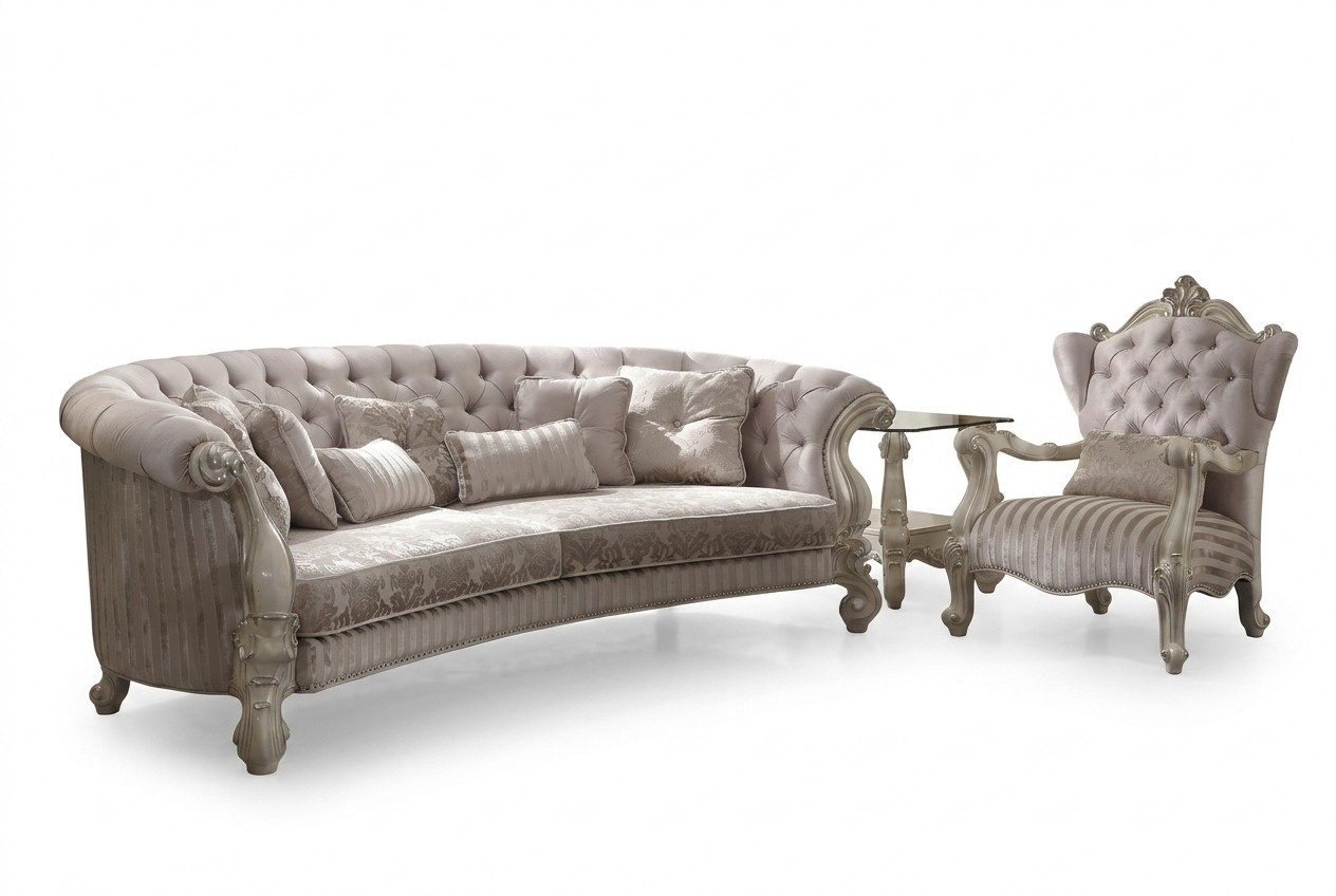 Klassischer Wohnzimmer Set 3 tlg. Sofagarnitur 4+1+ Beistelltisch Couchtisch neu