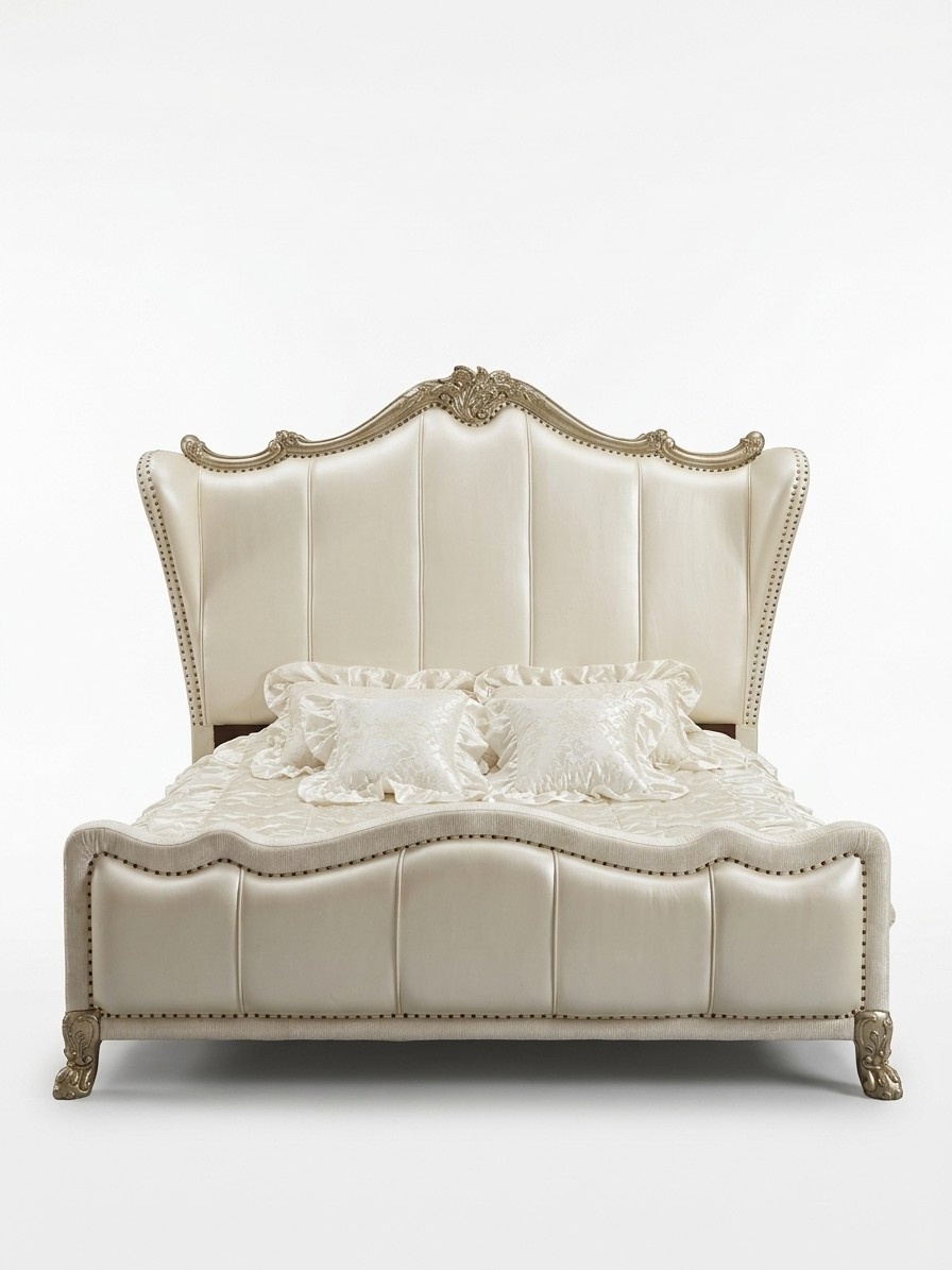 Klassisches Bett Barock Rokoko Chesterfield Stil Doppel Leder Hotel Antik BettenA