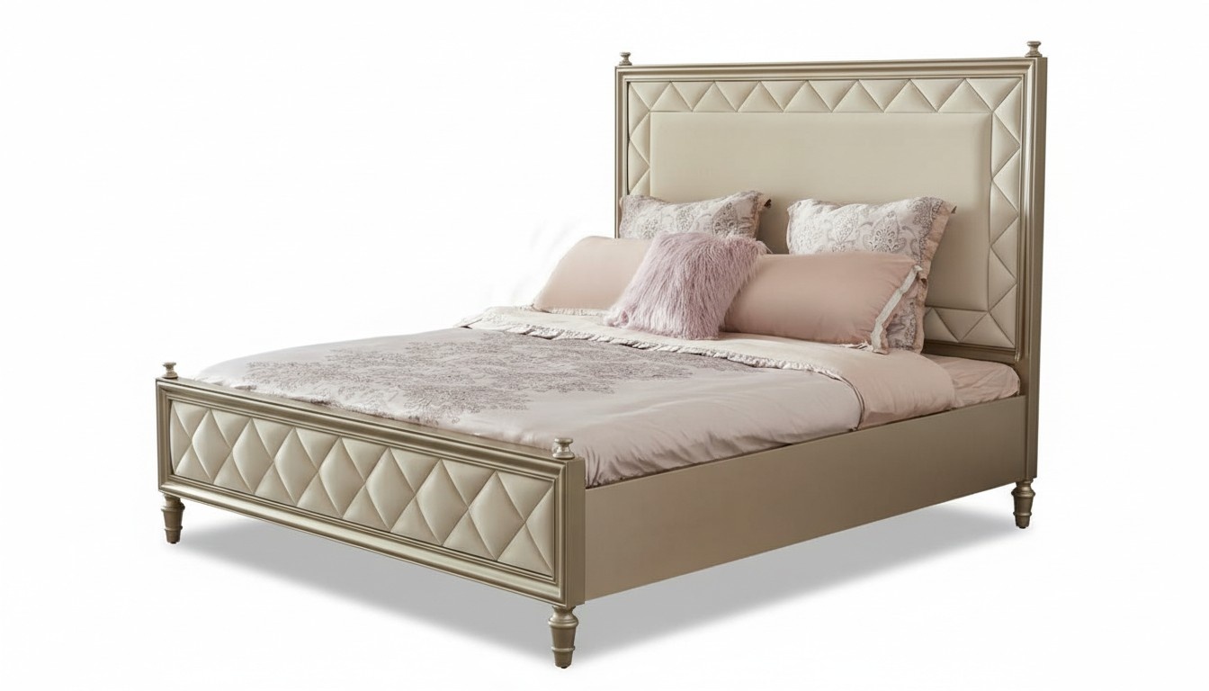 Klassisches Bett Doppelbett Desginer Leder Hotel Polster Betten Textil Ehe