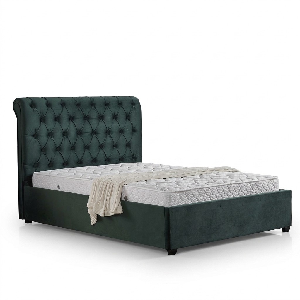 Klassisches Design Bett Polster Betten Chesterfield Textil 180x200cm jvmoebel ®