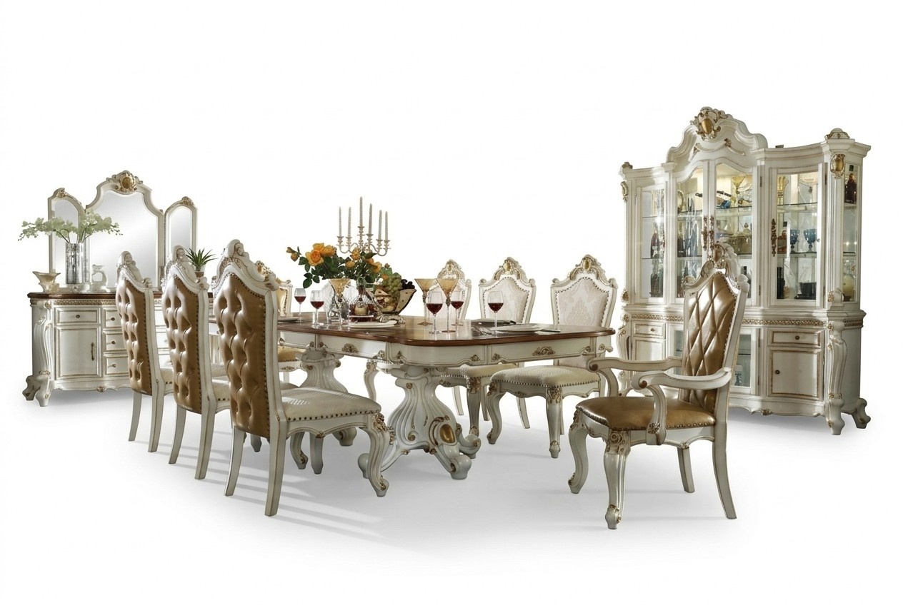 Klassisches Esszimmer 8x Stühle Komplette Garnitur Barock Rokoko Anricht