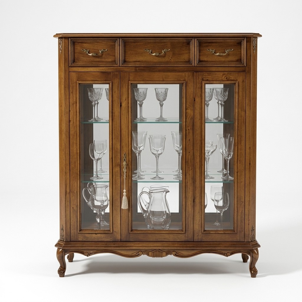 klassisches Möbeldesign Vitrine braun Glasschrank elegant luxuriös neu