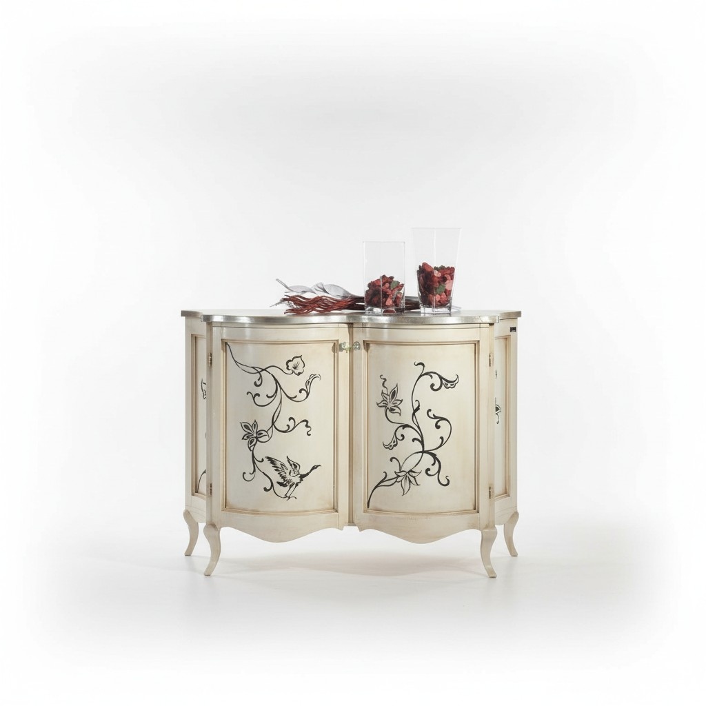 Klassisches Sideboard Holz Kommode Weiß Schrank Luxus Italienische Neu