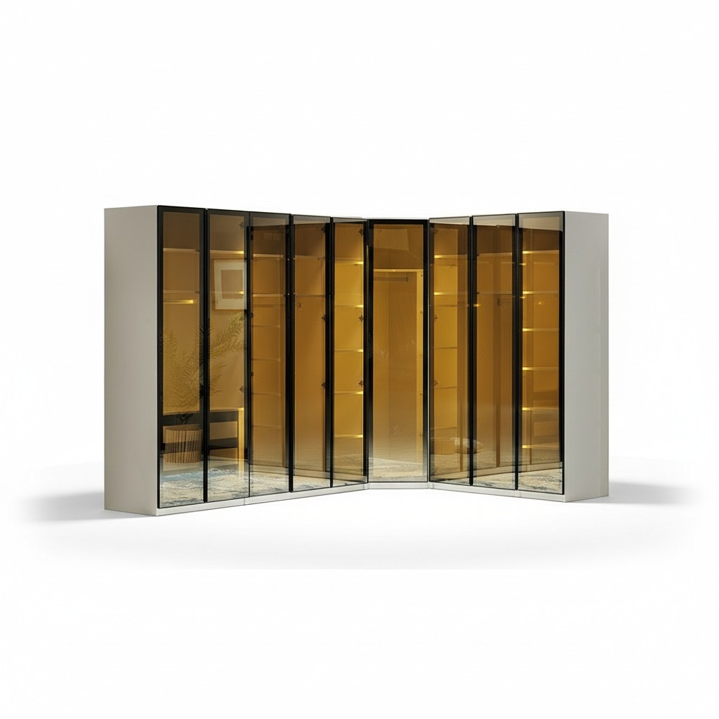 Kleiderschrank Eckkleiderschrank Schrank Schlafzimmer Glasschrank Modern Loft