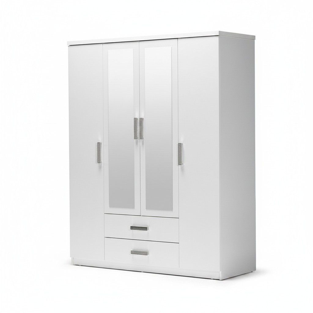 Kleiderschrank Holzschrank Schrank Anbauschrank Spiegel Holz Weiß Schlafzimmer
