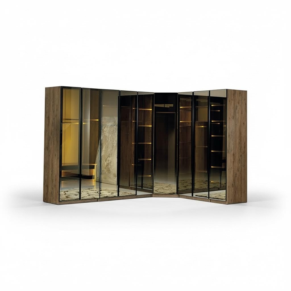 Kleiderschrank Schlafzimmer Eckkleiderschrank Schrank Glasschrank Modern Loft