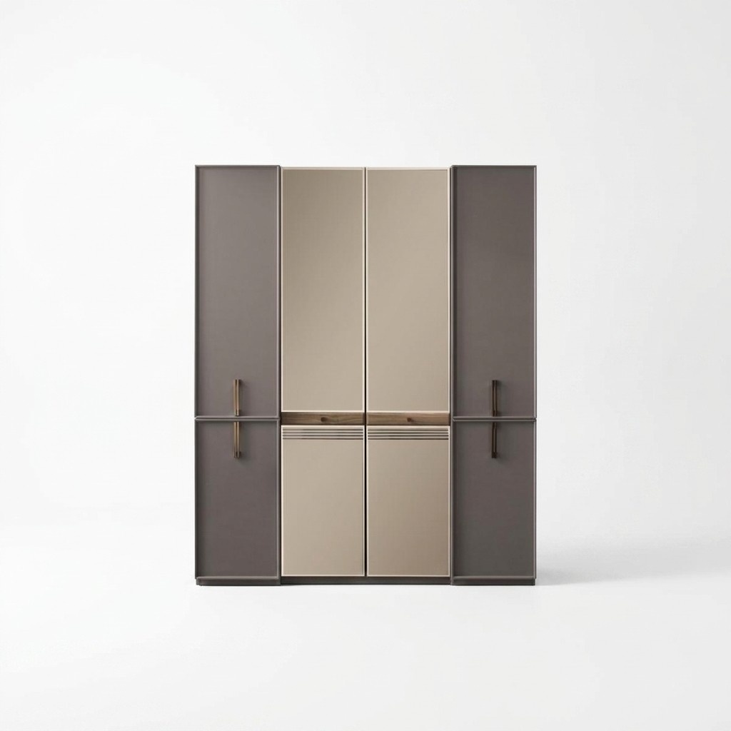 Kleiderschrank Schlafzimmerschrank Schrank Holzschrank Grau Spiegel
