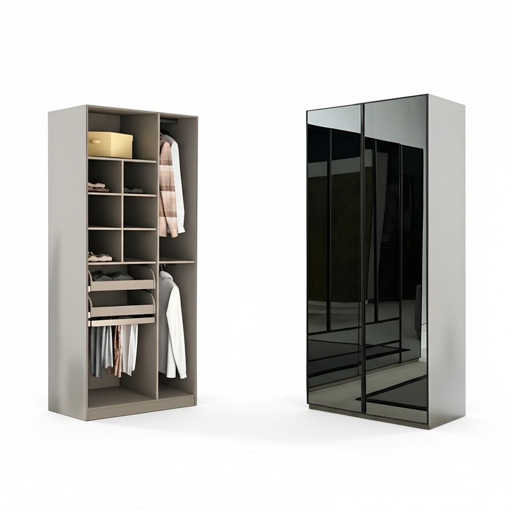 Kleiderschrank Schrank Mehrzweck Kleiderschrank Grau Material Holz Schränke