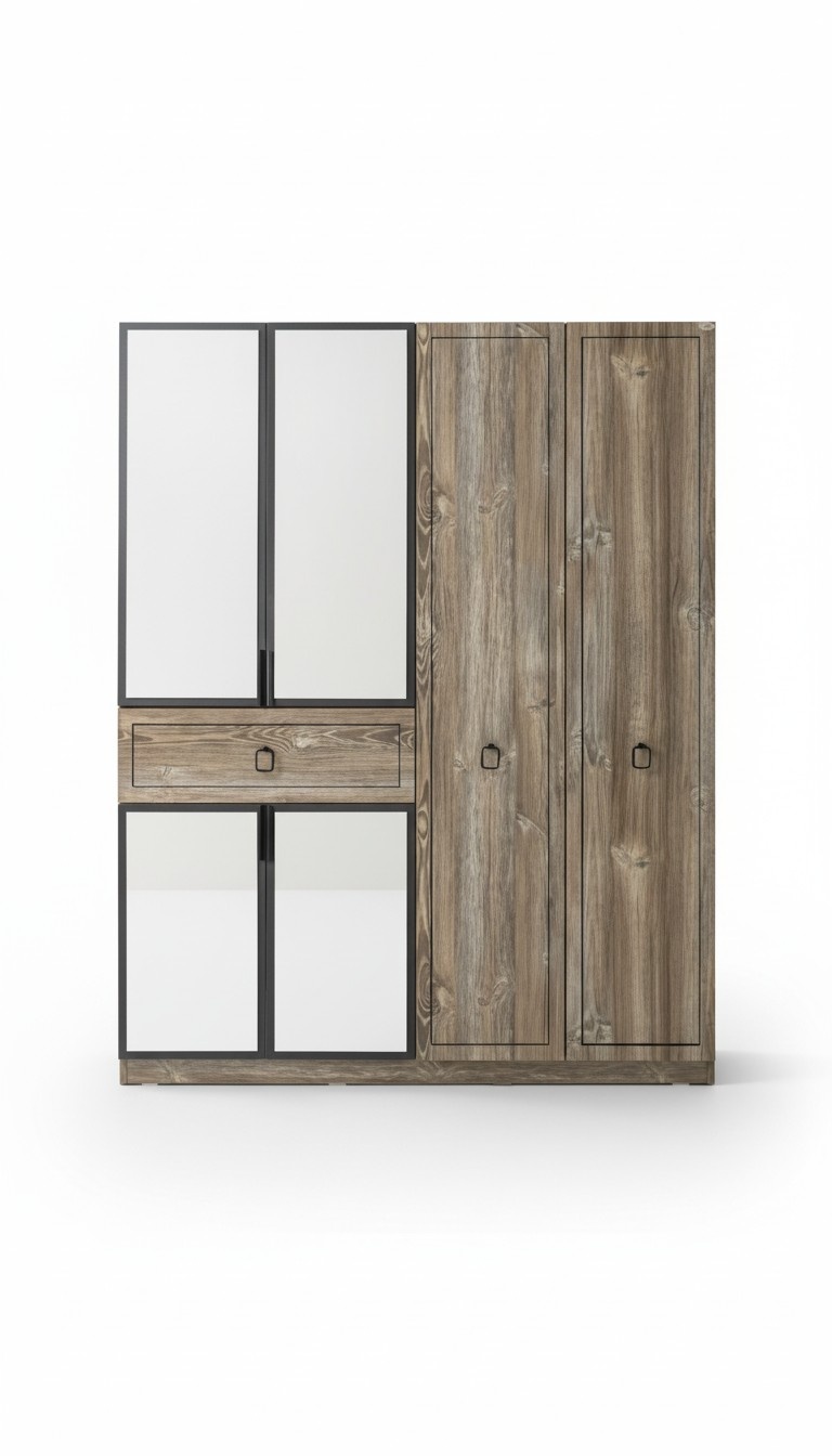 Kleiderschrank Spiegel Stauraum Schwarz Kleidung Praktische Aufbewahrung Möbel