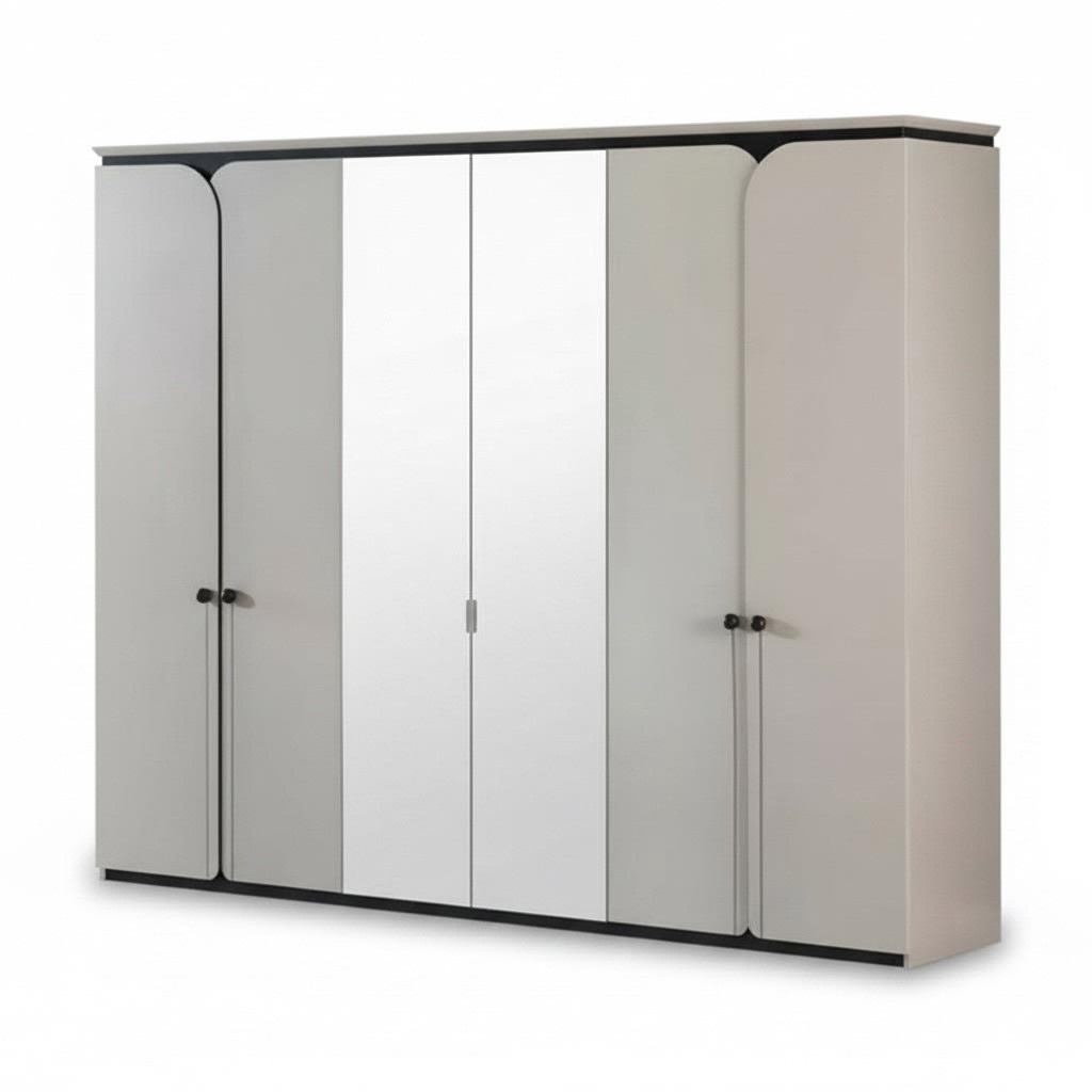 Kleiderschrank Spiegelschrank 6 türiger Schrank Schränke Schlafzimmer Möbel