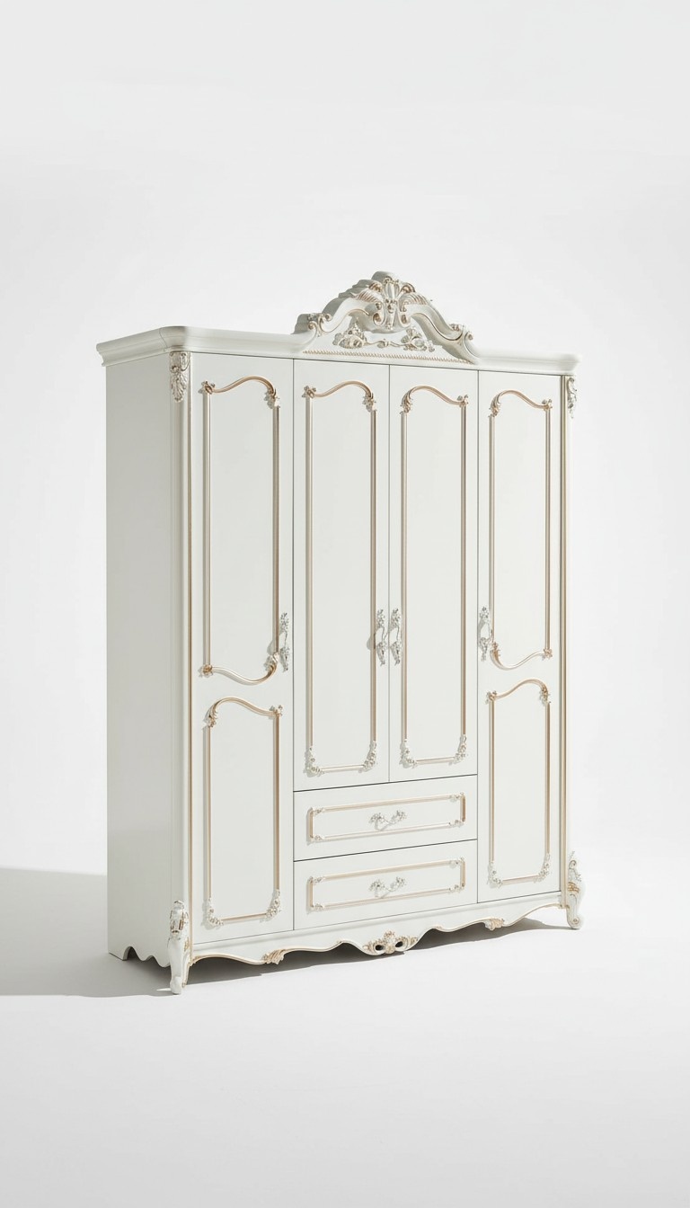 Kleiderschrank Weiß Elegantes Schlafzimmer Design Klassische Möbel Luxus