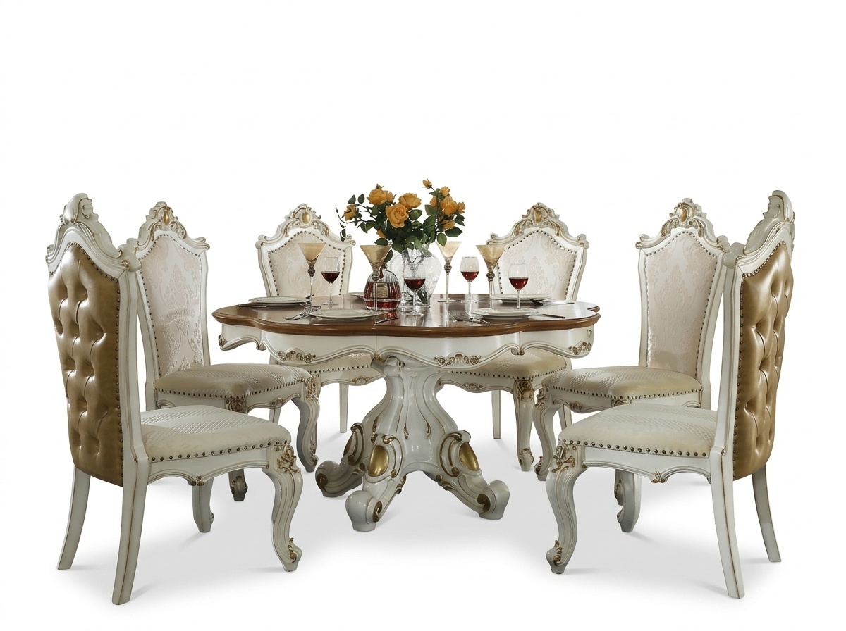 Königlicher 9tlg. Esszimmer Garnitur Set Barock Rokoko Tisch 8x Stühle