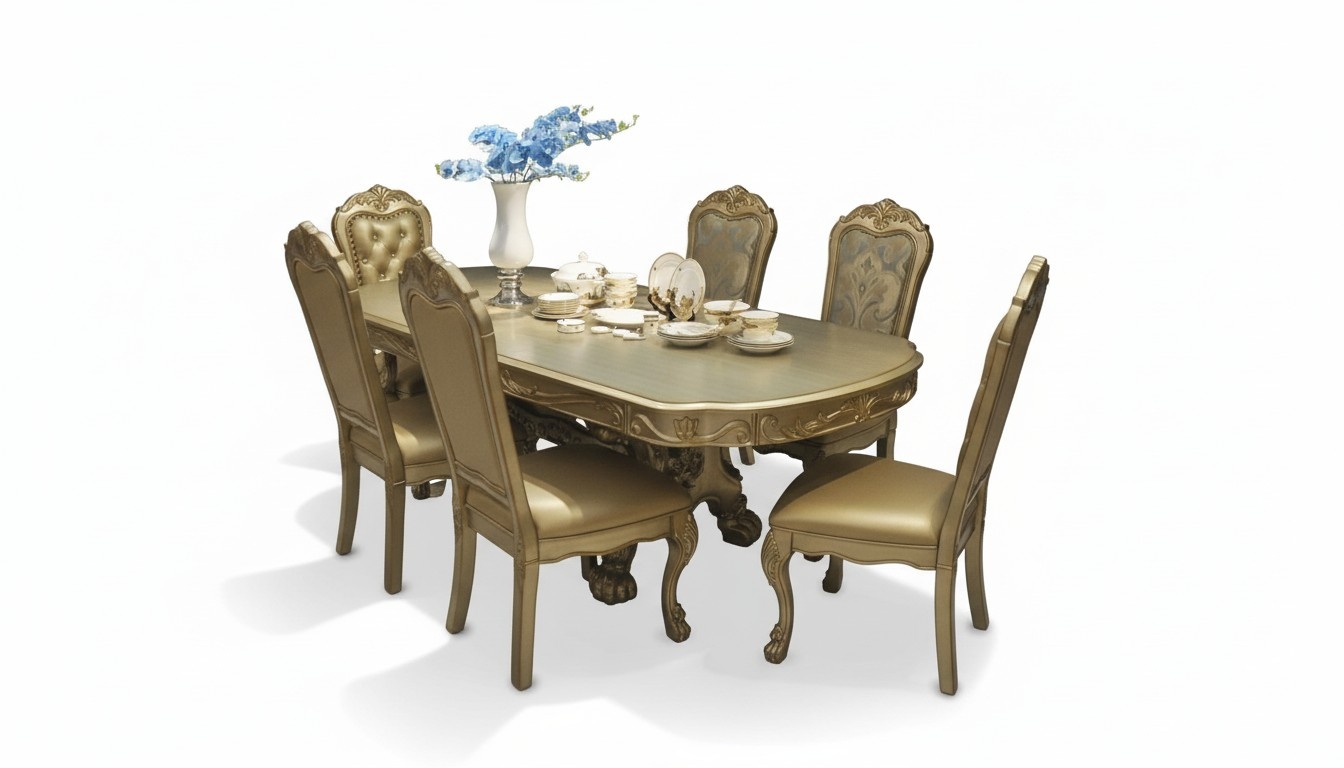 Königlicher Esstisch 6x Stühle Komplettes Esszimmer Tisch Stuhl 7tlg. Garnitur