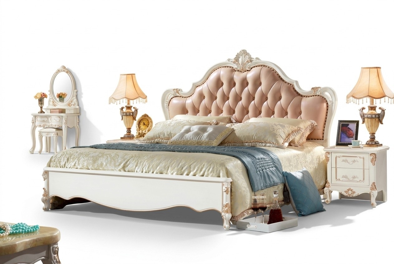 Königliches Chesterfield Bett Schlafzimmer Möbel Betten 180x200 Leder