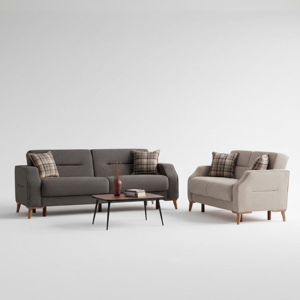 Komfortable Sofagarnitur 3+3 Sitzer Stilvolles Design für entspanntes Wohnen
