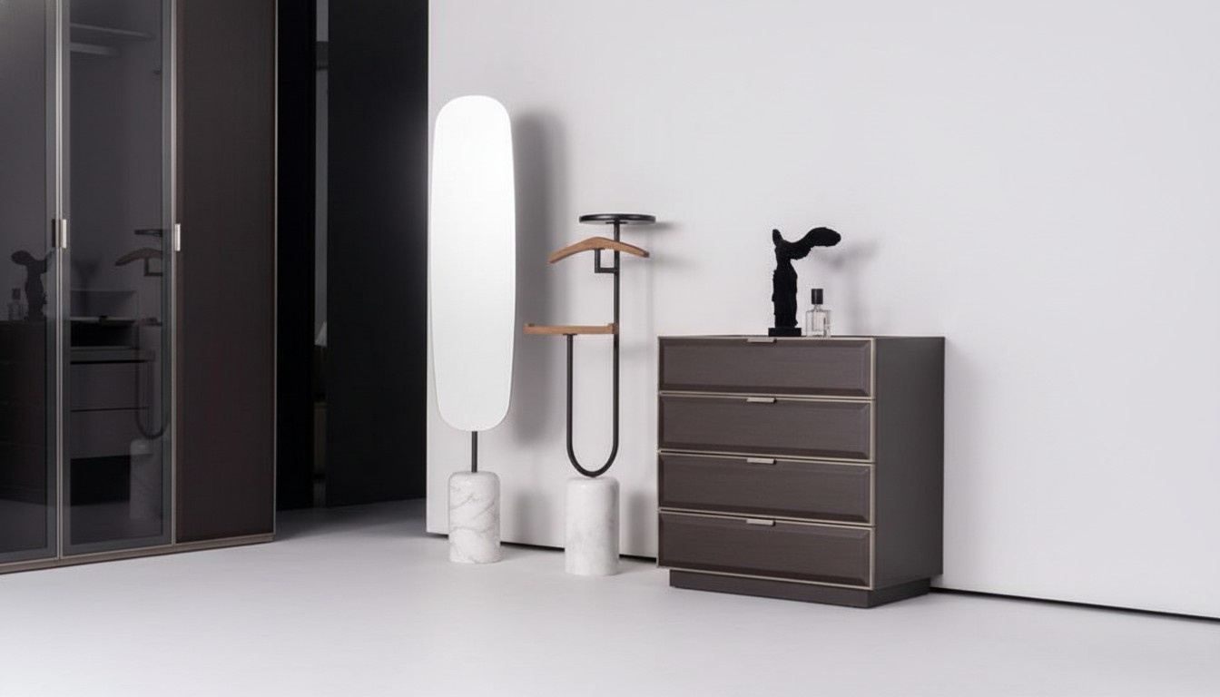 Kommode Kleiderbügel Standspiegel Butler Schrank Spiegel Schlafzimmer Set