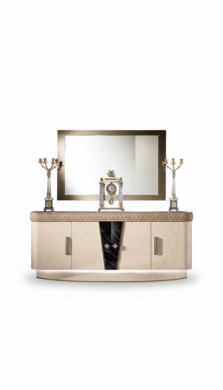 Kommode mit Spiegel Holz Kommoden Möbel Schrank Schlafzimmer Luxus Sideboard Neu
