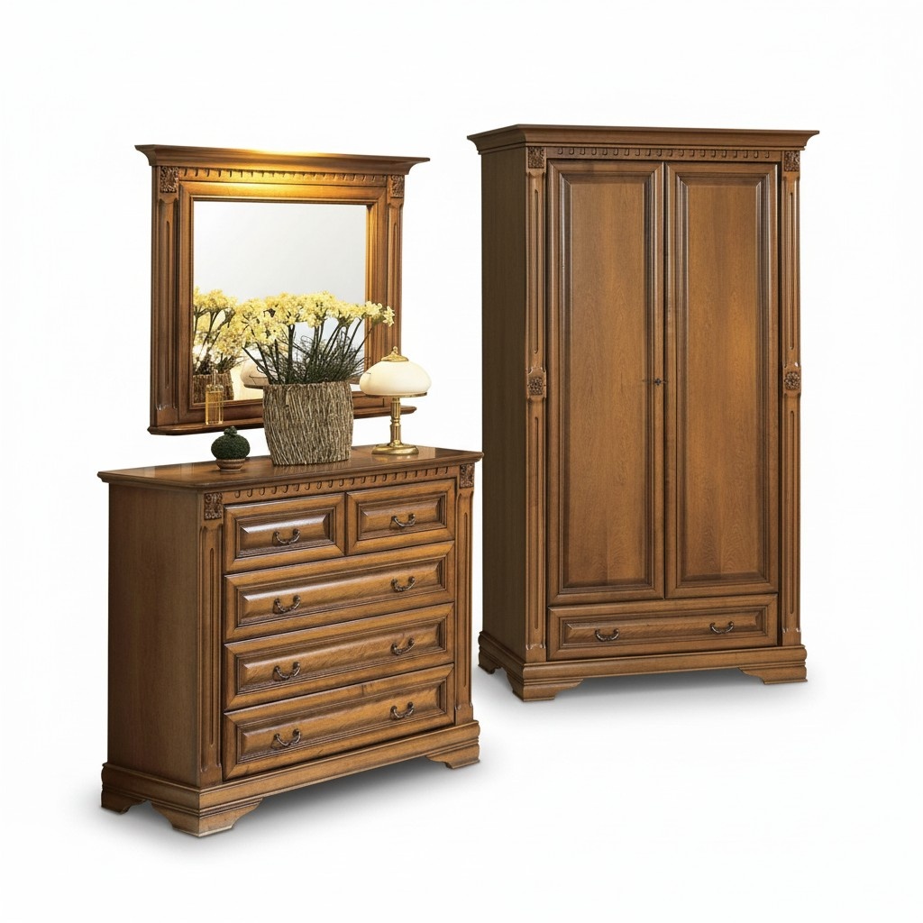 Kommode mit Spiegel Klassisches Wandspiegel Schubladenschrank Kommodenschrank