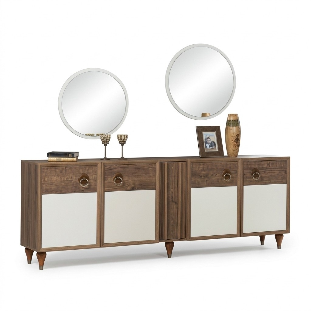 Kommode Schubladen Holz Sideboard Spiegel Massiv Wohnzimmer Kommoden