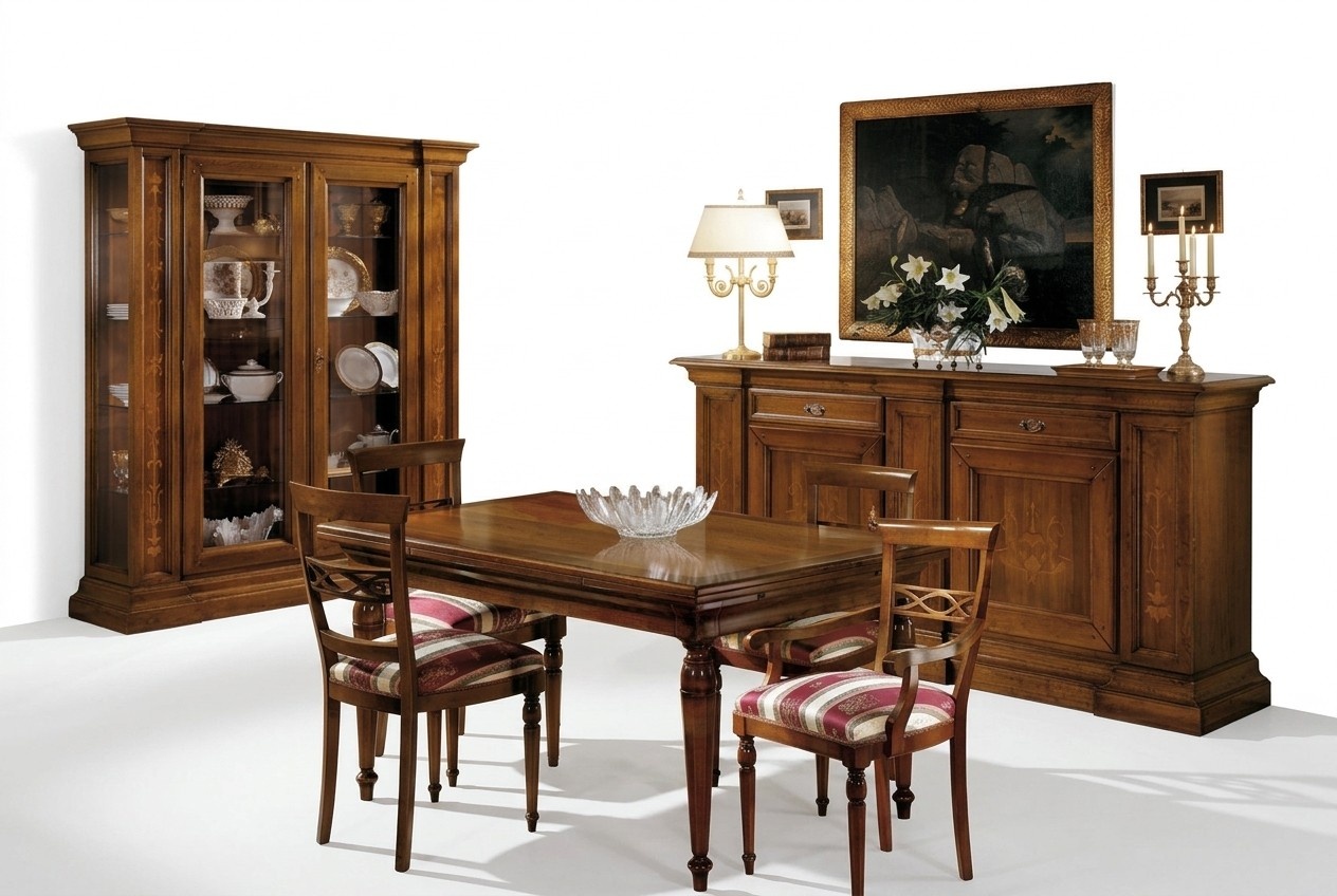 Komplett Esstisch 4 Stühle Esszimmer Set Ess Gruppe Holz Set Vitrine Kommode