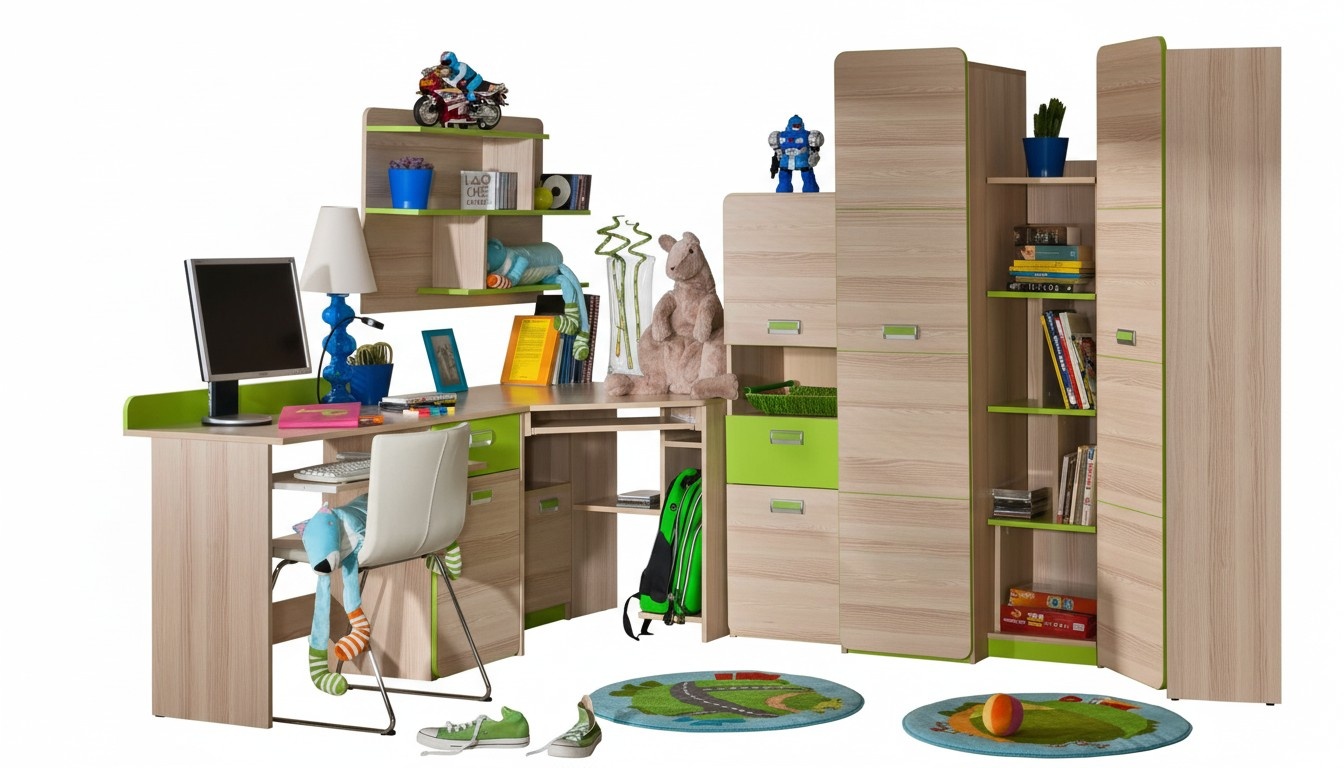 Komplett Jugendzimmer Kinderzimmer Set Bett Kleiderschrank Kommode
