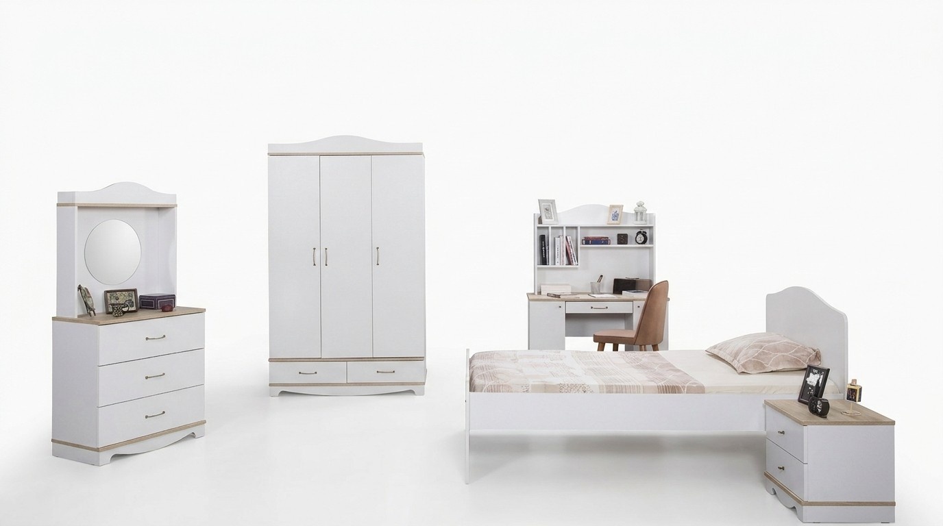 Komplett Jugendzimmer Kinderzimmer Set Bett Kleiderschrank Kommode 5tlg Möbel