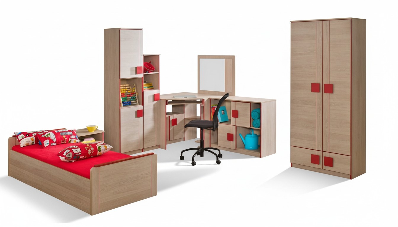 Komplett Jugendzimmer Kinderzimmer Set Tisch Bett Kleiderschrank Kommode