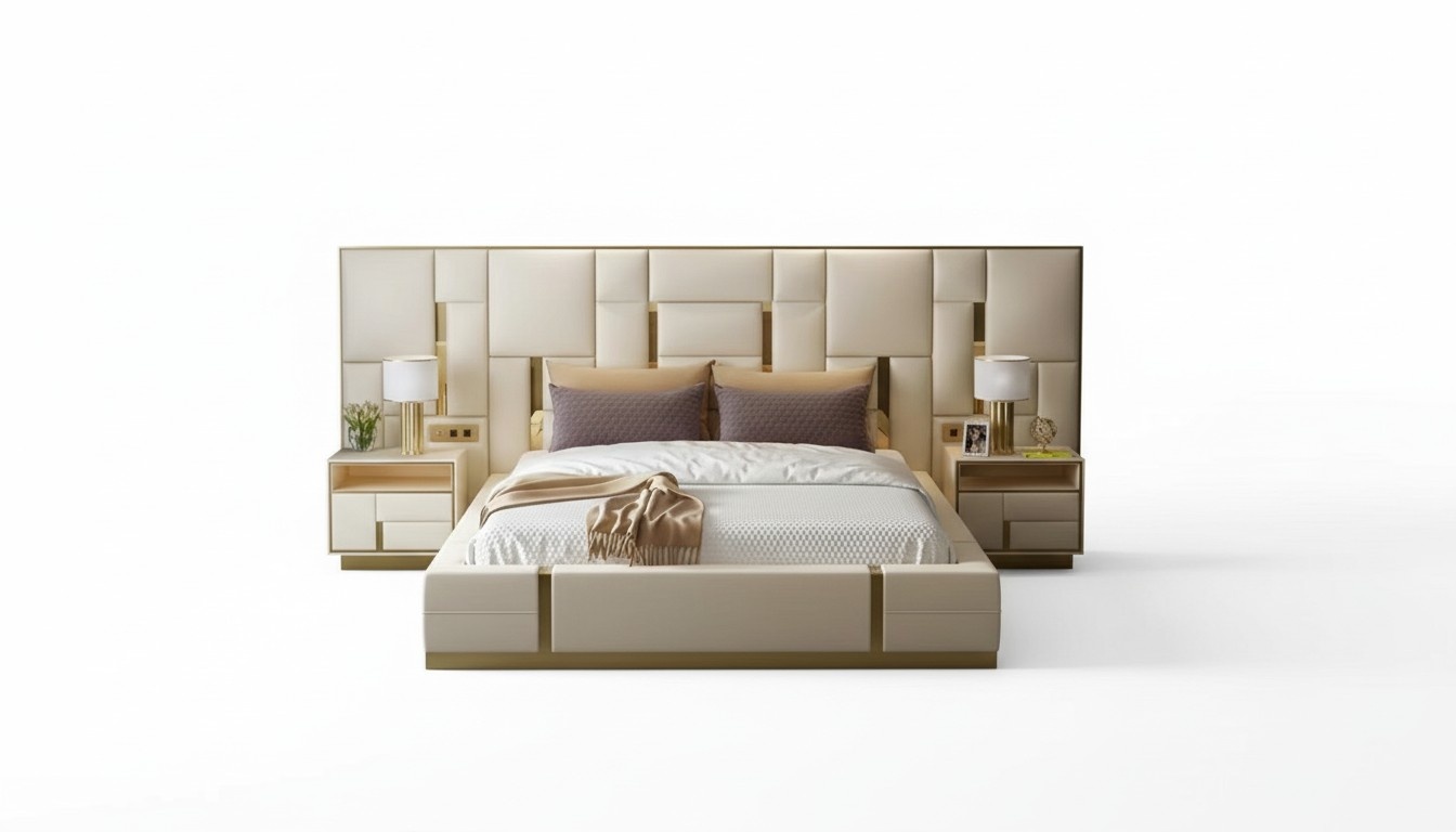 Komplett Schlafzimmer Möbel Set 3 tlg. Design Möbel Nachttische Betten