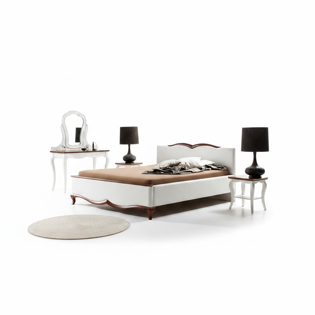 Komplett Schlafzimmer Set 4tlg Holzmöbel Hochwertiges Bett mit 2x Nachttische