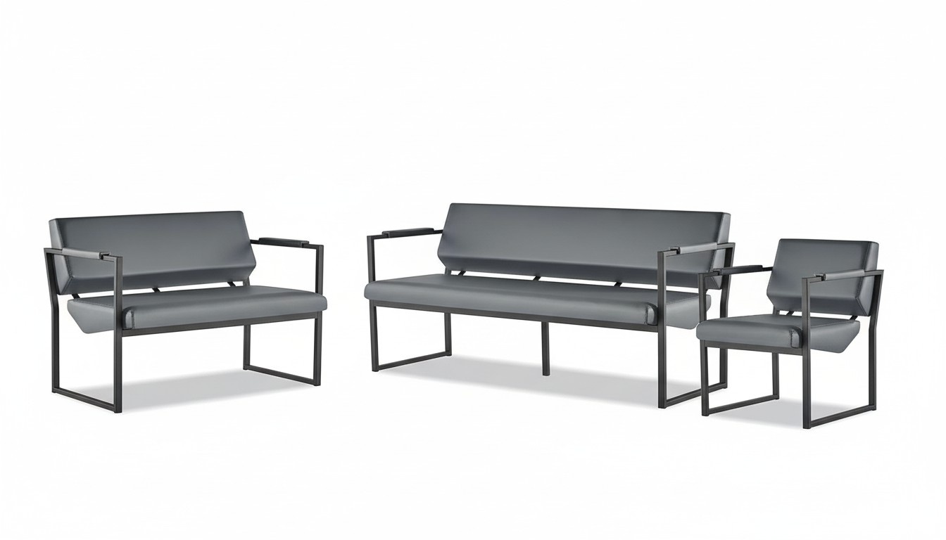 Komplett Schwarz Ledersofas Sofa-Set Couch 3-Sitzer 2-Sitzer Sessel Holz