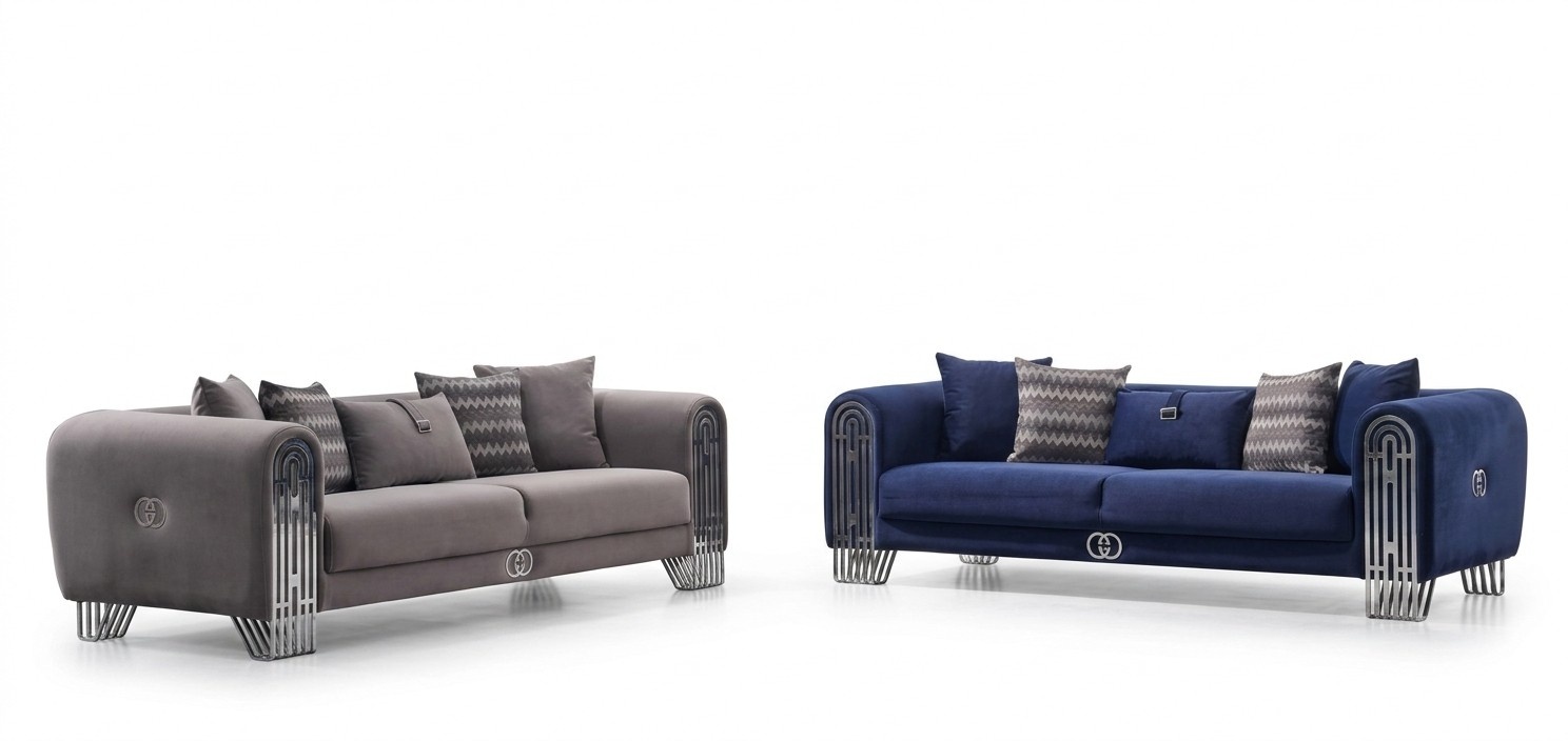 Komplett Set 2 tlg Luxus Möbel Polster Stoff Sofagarnitur 3+3 Sitzer Neu