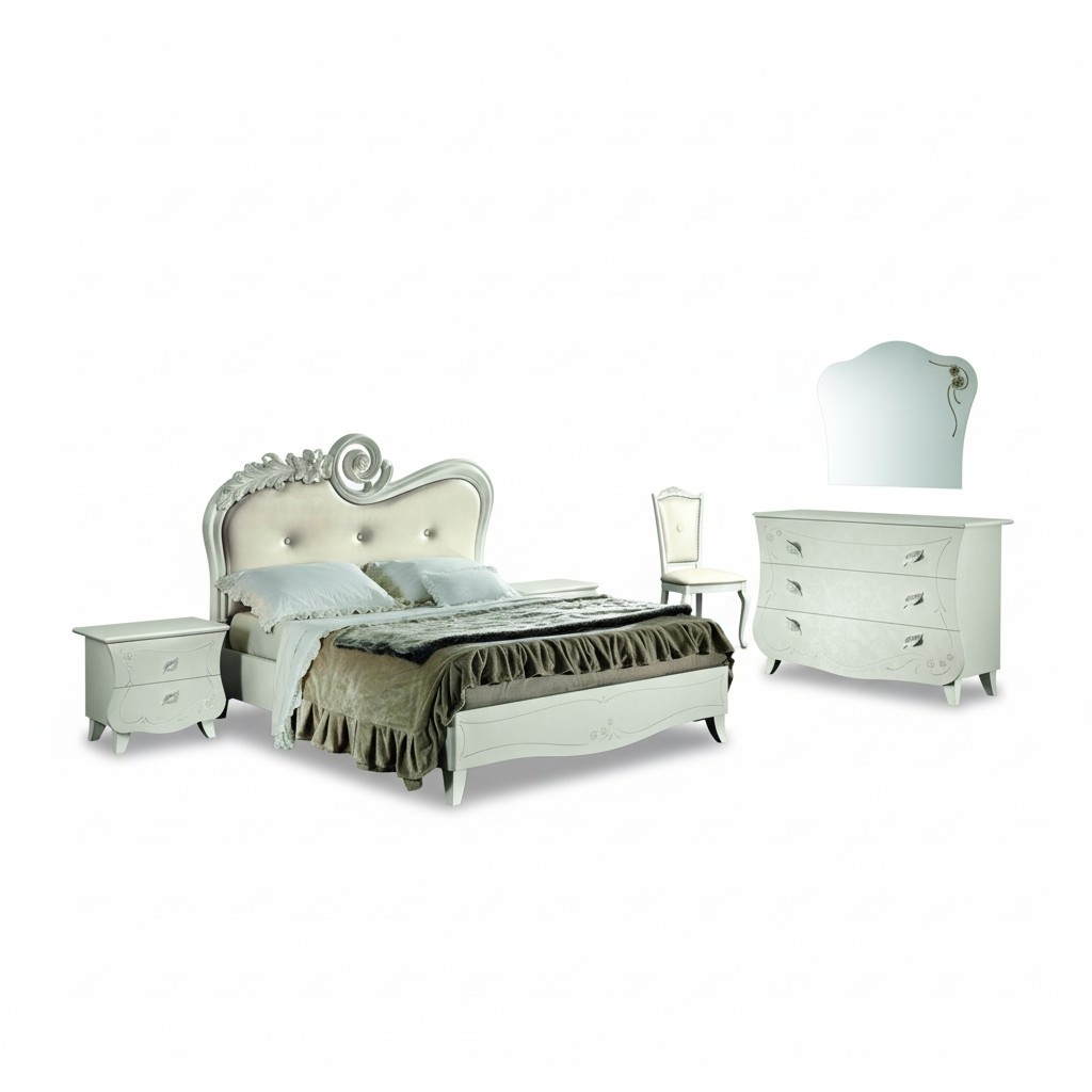 Komplett Set Bett Nachttisch Kommode Neu Design Schlafzimmer 5 tlg. Schlafzimmer