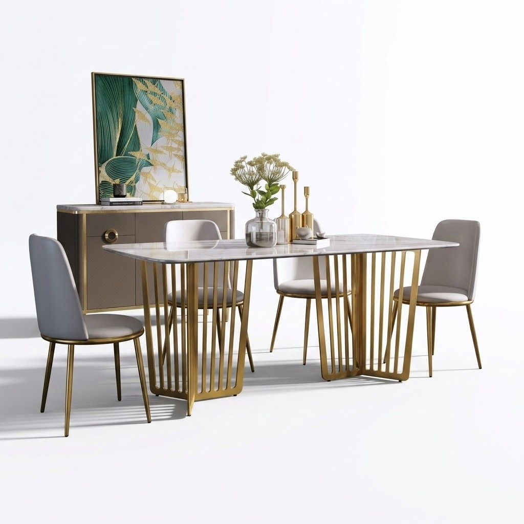 Komplett Set Esstisch + 4 Stühle Esszimmer Set Ess Gruppe Holz Tisch