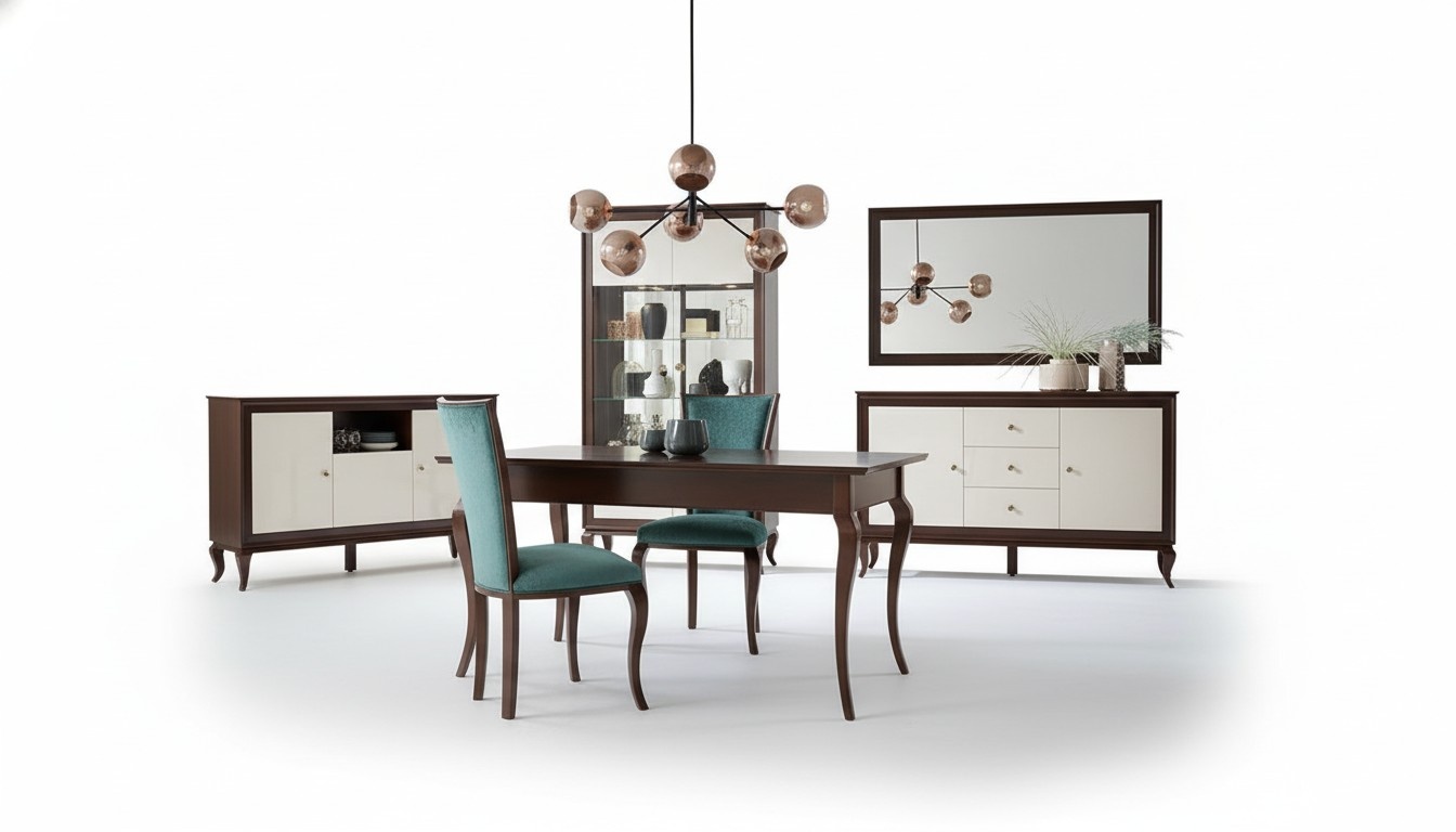 Komplett Set Esstisch + 6 Stühle Esszimmer Set Ess Gruppe Holz Tisch