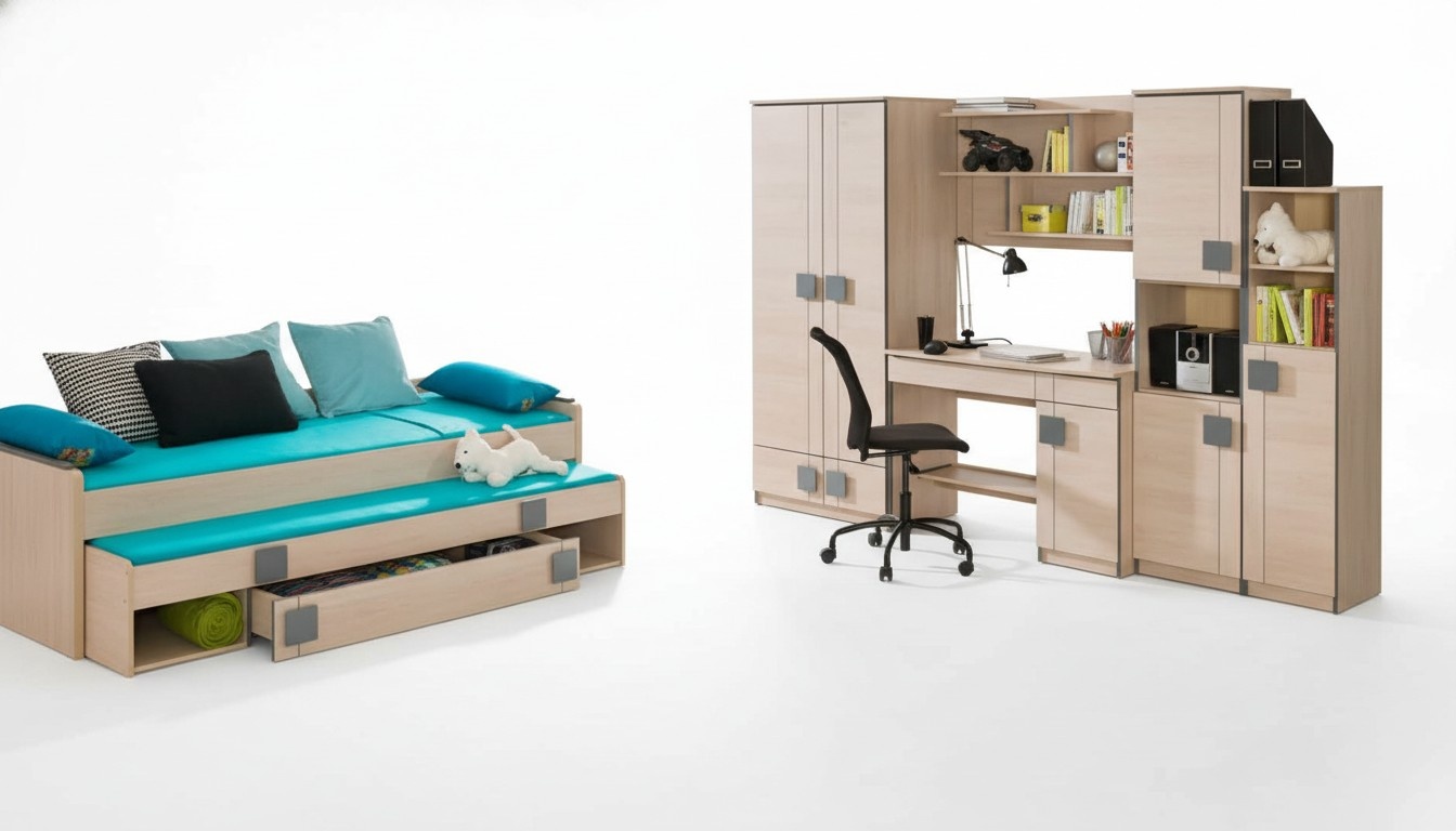 Komplett Set Jugend Schlafzimmer Kinder Zimmer Garnitur Tisch Bett Schrank