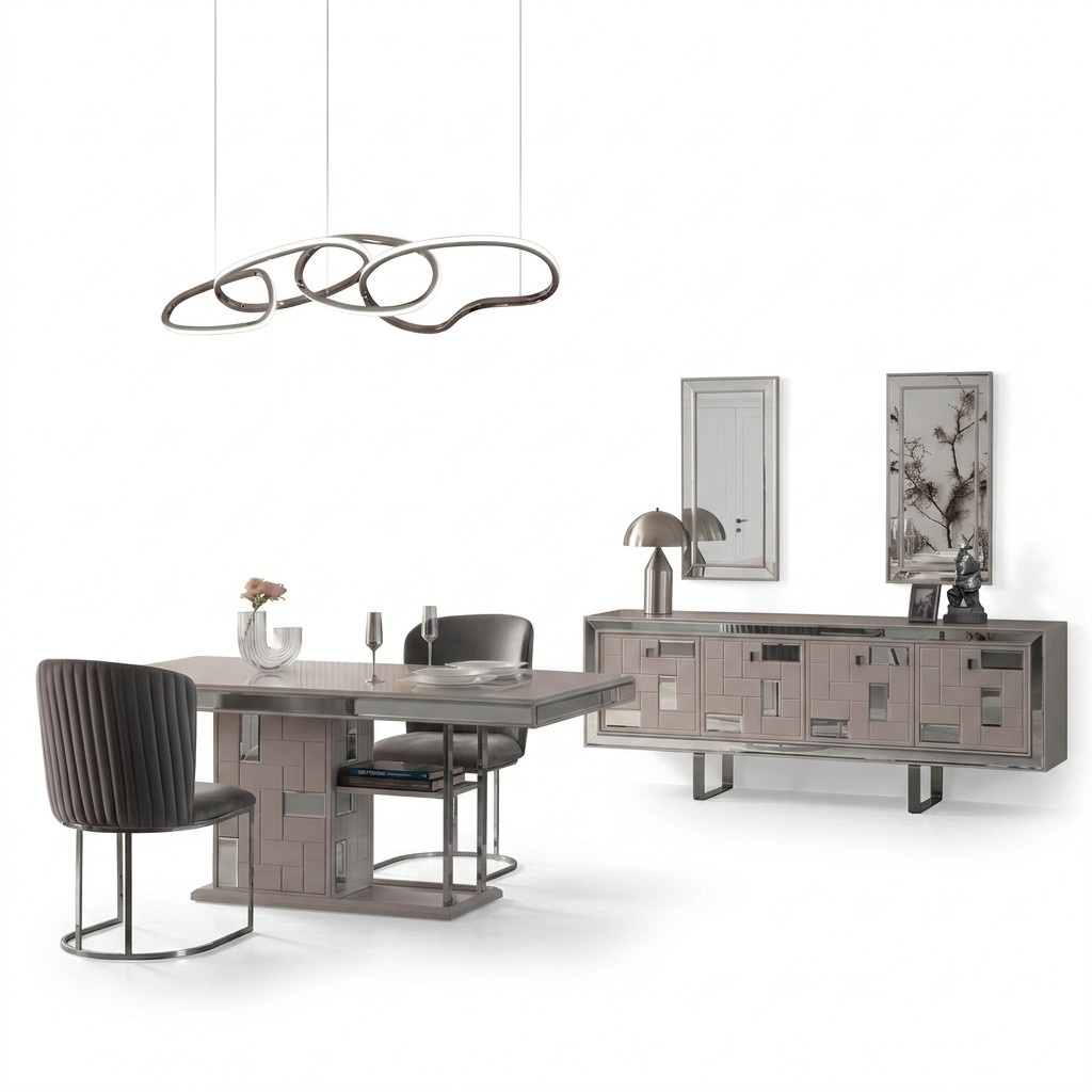 Komplette Esszimmer Esstisch Beige 2tlg Anrichte Esszimmertisch Holz